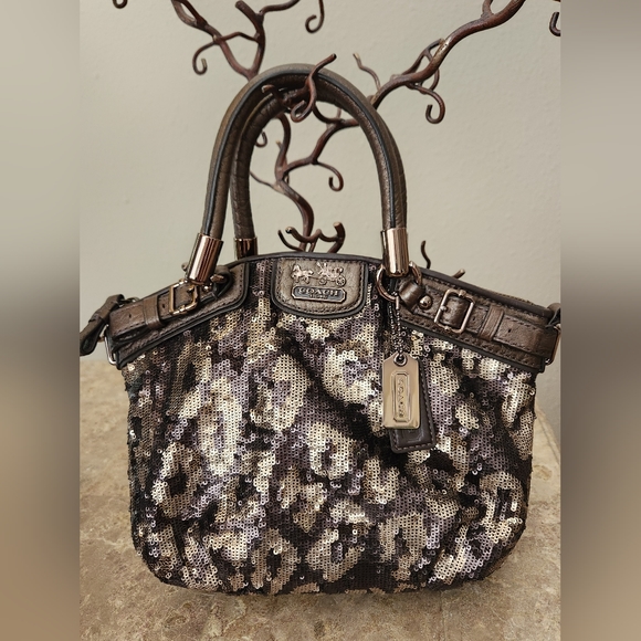 Coach Madison Sophia Ocelot Sequin Satchel Crossbody Mini (18638) RARE! - Picture 2 of 16